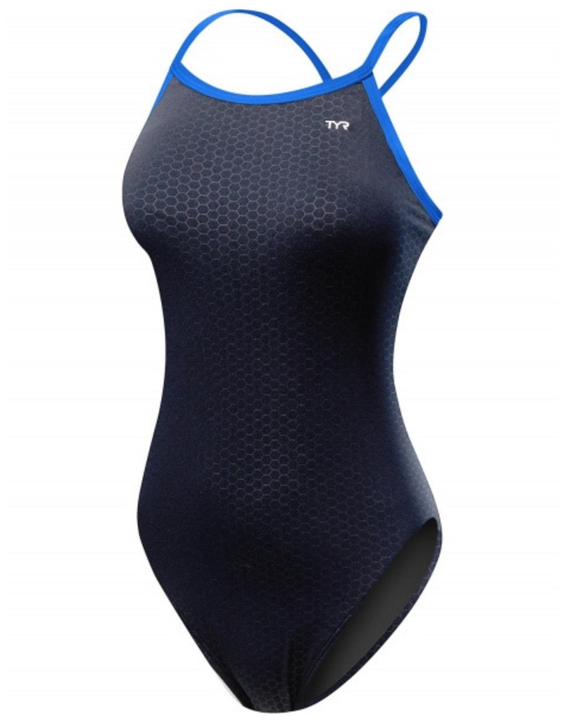 Girls HEXA Durafast Elite Diamondfit Swimsuit - Black/Blue