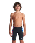 Arena - Boys Racing Stripe Swim Jammer - Black/Multi - Model Front