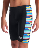 Arena - Boys Racing Stripe Swim Jammer - Black/Multi - Model Front Close Up