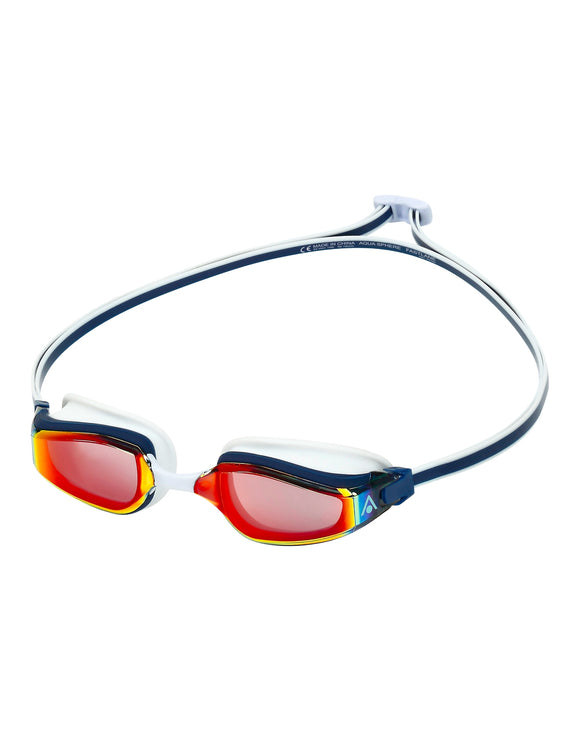 Aqasphere - Fastlane Goggles - Titanium Mirrored Lens - Navy/Red - Product Front/Left Side