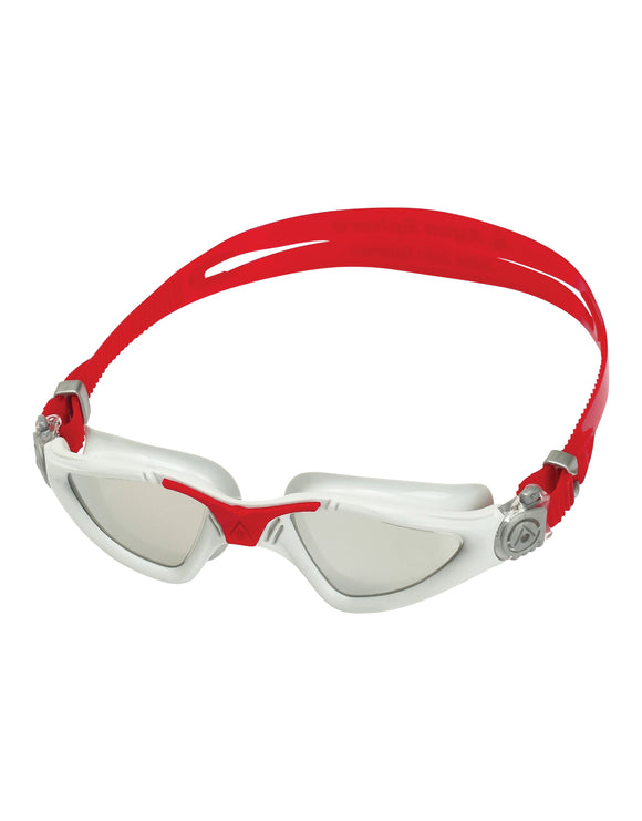 Aquasphere - Kayenne Swim Goggles - Mirrored Lens - White/Red/Silver - Product Front/Left Side