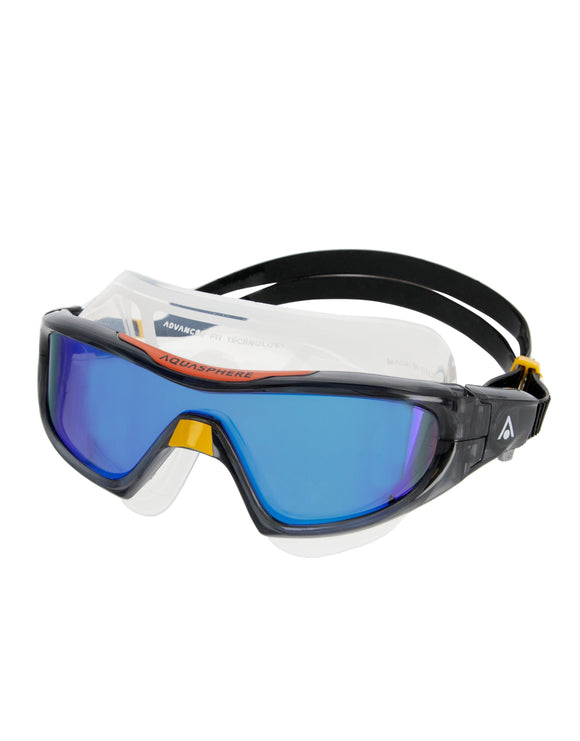 Aquasphere - Vista Pro Mask - Mirrored Lens - Dark Grey/Orange - Product Front/Left Side