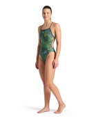 Arena - Energy Booster Back Swimsuit - Navy/Green Multi - Model Front Full Body