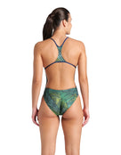 Arena - Energy Booster Back Swimsuit - Navy/Green Multi - Model Back