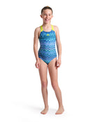 Arena - Girls Ondulation Pro Back Swimsuit - Navy/Green - Model Front Full Body