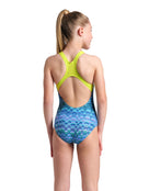 Arena - Girls Ondulation Pro Back Swimsuit - Navy/Green - Model Back