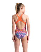 Arena - Girls Ondulation Pro Back Swimsuit - Violet/Coral - Model Back