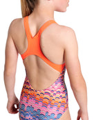 Arena - Girls Ondulation Pro Back Swimsuit - Violet/Coral - Model Back Close Up