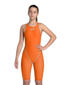 Arena - Girls Limited Edition Powerskin ST NEXT Open Back - Orange/Teal - Model Front