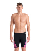 Arena - Leopard Printed Swim Jammer - Black/Fuchsia Multi - Model Front