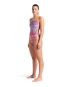 Arena - Ondulation Lace back Swimsuit - Violet/Coral - Model Front Full Body