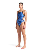 Arena - Crackle Challenge Back Swimsuit - Black/Team Royal - Model Front Full Body