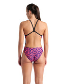 Arena - Leopard Printed Challenge Back Swimsuit - Fuchsia Multi/Black - Model Back