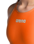 Arena - Limited Edition Powerskin ST NEXT Open Back - Orange/Teal - Model Front Close Up