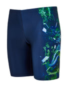 Zoggs - Boys Mako Mid Swim Jammer - Navy/Green -Product Front