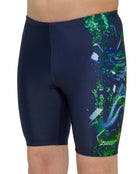 Zoggs - Boys Mako Mid Swim Jammer - Navy/Green -Model Side Close Up