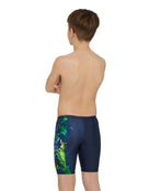 Zoggs - Boys Mako Mid Swim Jammer - Navy/Green -Model Back