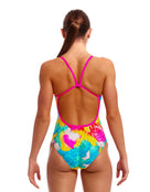 Funkita - Cloudy Colours Single Strap Swimsuit - Blue/Pink - Model Back