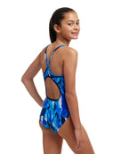 Aquasphere - Girls Chaz Michael Diamond Back Swimsuit - Blue - Model Back/Side