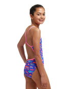 Funkita - Girls Doggie Paddle Single Strap Swimsuit - Purple/Multi - Model Side