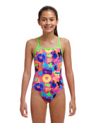 Funkita - Girls Lotsa Pop Single Strap Swimsuit - Pink/Multi - Model Front