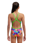 Funkita - Girls Lotsa Pop Single Strap Swimsuit - Pink/Multi - Model Back