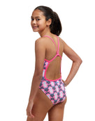 Funkita - Girls Pen Guy Single Strap Swimsuit - Pink/Black - Model Side/Back