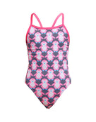 Funkita - Girls Pen Guy Single Strap Swimsuit - Pink/Black - Product Front