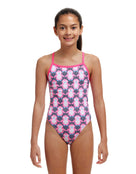 Funkita - Girls Pen Guy Single Strap Swimsuit - Pink/Black - Model Front