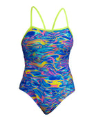 Funkita - Stir Crazy Single Strap Swimsuit - Blue/Multi - Product Front