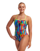 Funkita - The Glitch Swim Secure (Period Proof) Swimsuit - Multi - Model Front/Side