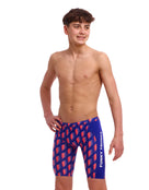 Funky Trunks - Boys Flash Swim Training Jammer - Blue/Red - Model Side