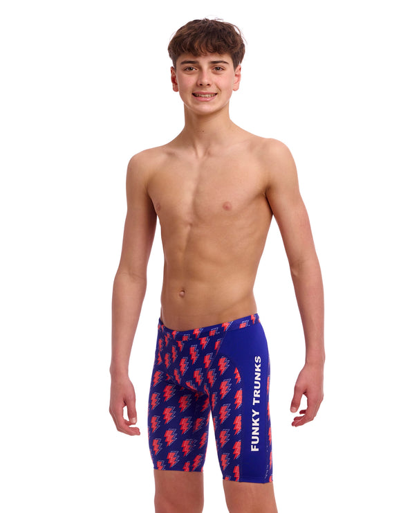 Funky Trunks - Boys Flash Swim Training Jammer - Blue/Red - Model Front