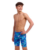 Funky Trunks - Boys Pace Racer Swim Training Jammer - Blue - Model Side