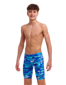 Funky Trunks - Boys Pace Racer Swim Training Jammer - Blue - Model Front