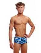 Funky Trunks - Boys Polar Caps Sidewinder Swim Trunks - Blue - Model front/Side