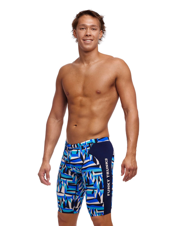 Funky Trunks - Mens Polar Caps Swim Training Jammers - Blue - Model Front