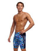 Funky Trunks - Mens Polar Caps Swim Training Jammers - Blue - Model Side with Pose