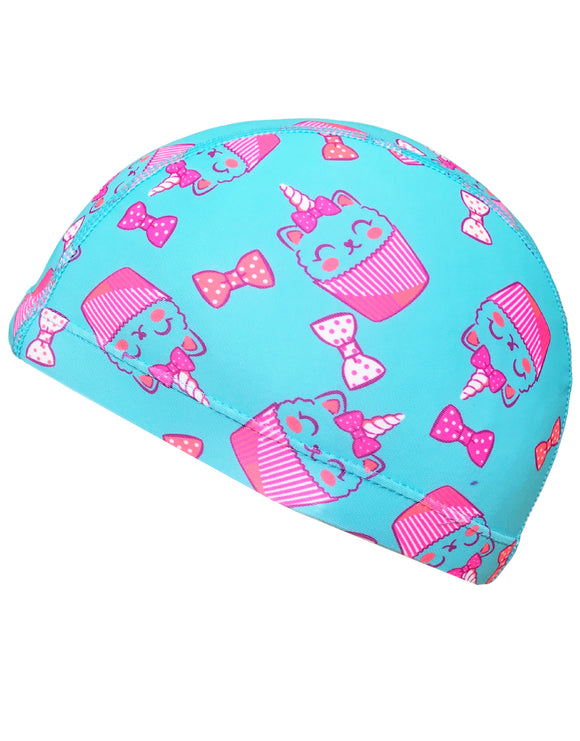 Simply-Swim-Fabric-Junior-Caps-Unicorn-Cupcakes-Turquoise