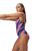 Speedo - Allover Digital Powerback Swimsuit - Blue/Multi - Model Side