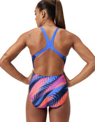 Speedo - Allover Digital Powerback Swimsuit - Blue/Multi - Model Back