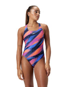 Speedo - Allover Digital Powerback Swimsuit - Blue/Multi - Model Front