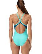 Speedo - Colourblock Racerback Swimsuit - Aquamarine Blue - Model Back