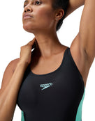 Speedo - Colourblock 2.0 Swimsuit - Black/Turquoise - Model Front Close Up