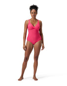 Speedo - Shaping Cross Knot Swimsuit - Dark Pink - Model Front Full Body