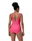 Speedo - Shaping Cross Knot Swimsuit - Dark Pink - Model Back