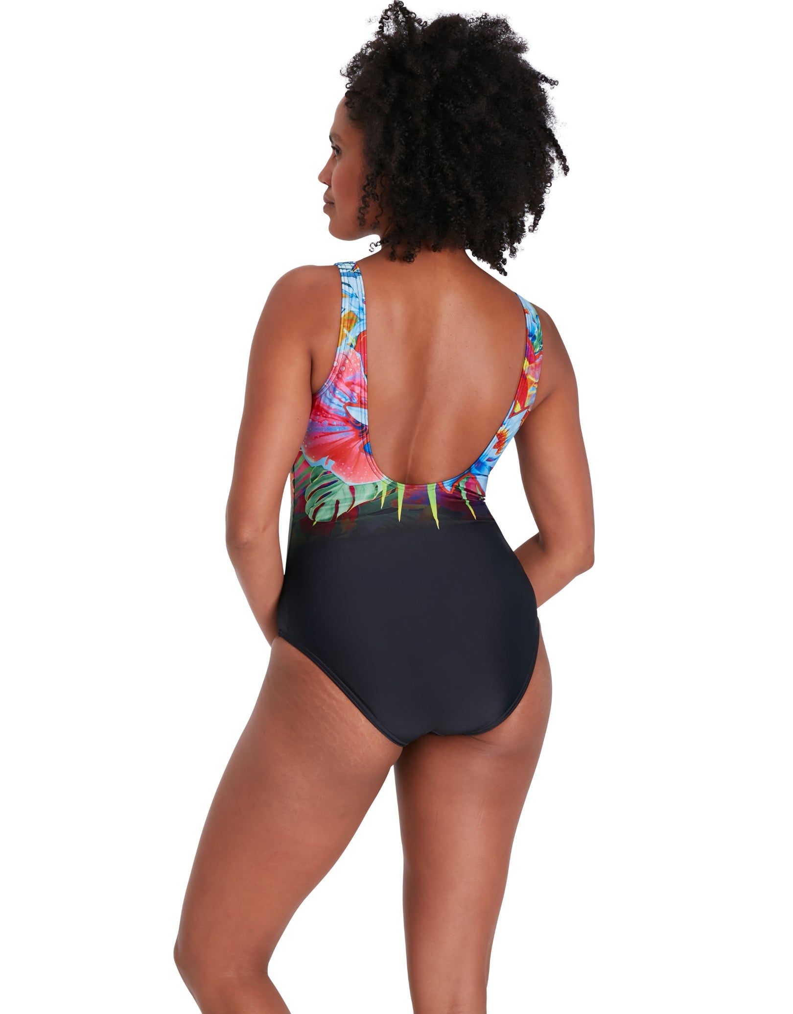 Speedo Digital Placement U Back Swimsuit Black Multi Simply Swim