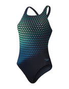 Speedo - Digital Placement Medalist Swimsuit - Black/Green - Product Front