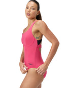 Speedo Womens Flex Band Swimsuit with Swim Bra - Dark Pink - Model Side