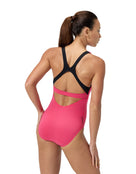 Speedo Womens Flex Band Swimsuit with Swim Bra - Dark Pink - Model Back